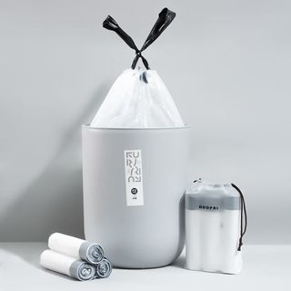 欧恩蒂超厚垃圾袋 特厚垃圾袋家用垃圾袋加厚黑抽绳白色垃圾袋大号塑料 5卷装75只