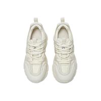 百思图2025春季潮流老爹鞋厚底增高女休闲鞋D3058AM5 米色 38