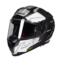 LS2头盔FF327碳纤维摩托车全盔男3C认证防雾双镜片四季通用机车赛车 哑深灰/白机械蛙(3C版) 3XL(62cm-63cm)