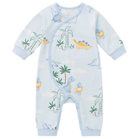 全棉时代超柔婴儿衣服宝宝春秋抗菌风柔棉连体衣新生儿睡衣 哈斯丁80码 萌龙哈斯丁【暗扣款】 80cm （73-80cm，9-10kg）