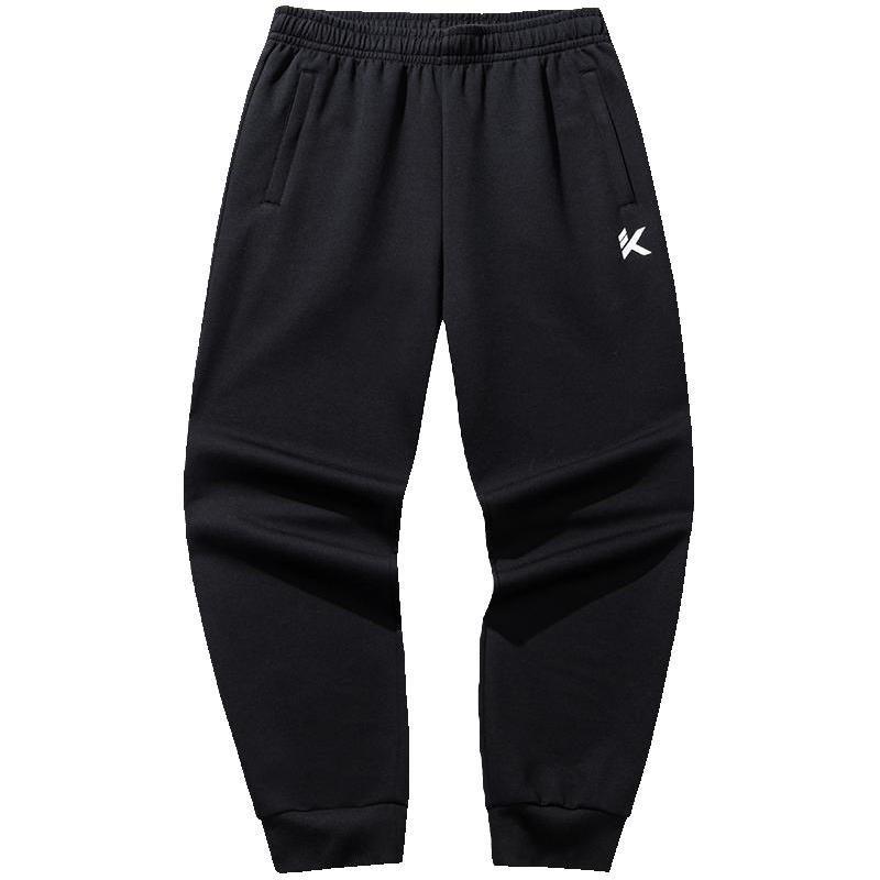 安踏KT针织卫裤男士冬季束脚休闲长裤跑步训练黑色运动长裤子