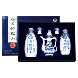 古越龙山 库藏十年 半干型 绍兴黄酒 300ml+500ml 礼盒装 花雕  2瓶  300mL+500mL礼盒装