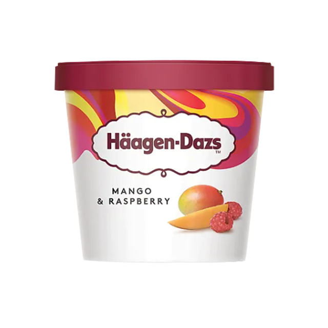 PLUS会员：哈根达斯 冰淇淋 芒果树莓口味冰激凌95ml/杯 小杯装雪糕