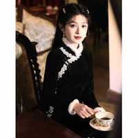 三栖虎 旗袍秋冬季复古风修身冬款加绒