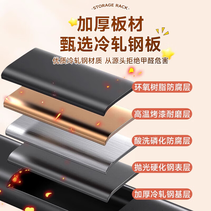 欧宝美家用货架多层置物架洞洞板收纳架卧室阳台储物架落地式 二层60cm高【无洞洞板】 长40宽30cm【常规款0.8mm-单层220公斤】