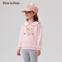 PawinPaw卡通小熊童装秋冬女童翻领加绒卫衣宽松百搭 Pink粉红色/25 130 cm