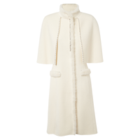 拉珂蒂 【水貂毛】冬季奢雅水貂毛边手工钉珠斗篷毛呢大衣女女式大衣