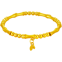 老庙黄金手链竹节金珠手链足金手串节节高情人节生日礼物送女友老婆 竹节高升金珠手链约2.13g