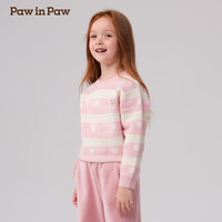 PawinPaw卡通小熊童装秋冬女童条纹圆领毛衣甜美软糯 Pink粉红色/25 130 cm