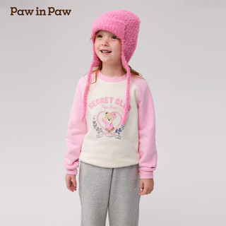 PawinPaw卡通小熊童装秋冬男女童撞色插肩袖圆领加绒卫衣 Pink粉红色/25 160 cm