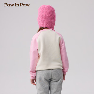 PawinPaw卡通小熊童装秋冬男女童撞色插肩袖圆领加绒卫衣 Pink粉红色/25 160 cm