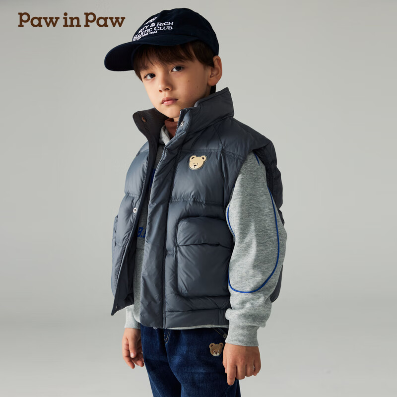 PawinPaw【三防】卡通小熊童装秋冬男女童舒适羽绒马甲 Grey/15