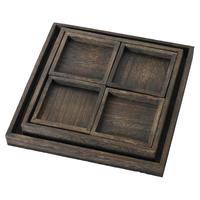 日式复古正方形烧桐木托盘实木质家用木制餐盘果盘茶盘点心收纳盘