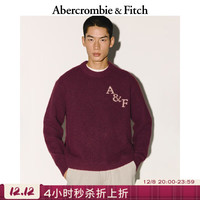 Abercrombie & Fitch【经典LOGO】美式舒适宽松毛衣针织衫25秋冬男装120-5181圣诞 酒红色 2XL (185/124A)