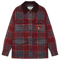 Teenie Weenie 女式大衣小熊女装休闲格纹毛呢大衣冬季翻领时尚刺绣外套