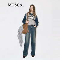 MO&Co.【神裤】牛仔裤2025冬土耳其棉洗水怀旧风直筒中腰MBE4JENT07 牛仔蓝色 XS 25