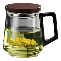 溥畔 耐高温茶水分离杯子 圆趣-透明色525ml 高硼硅