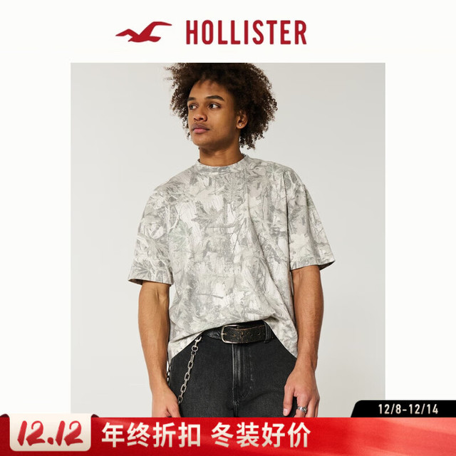 HOLLISTER 男士美式复古宽松棉质圆领T恤 324-5465