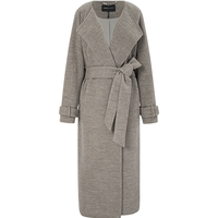 BCBGMAXAZRIA 褶饰翻领插肩袖系带长款风衣外套25秋冬