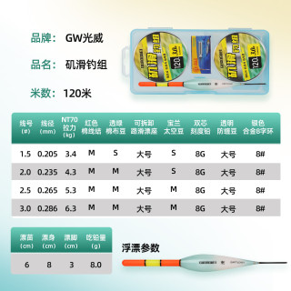 GW光威矶竿滑漂线组套装全套路滑线组矶钓路亚成品主线组鱼线漂  矶滑矶钓漂+2卷矶滑线组3.0#