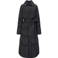 BCBGMAXAZRIA 【90鹅绒】轻奢质感精裁含腰带收腰长款翻领加厚羽绒服25冬
