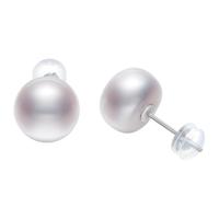 黛米 5-6mm白色无核淡水珍珠耳钉素耳饰S925银附证书