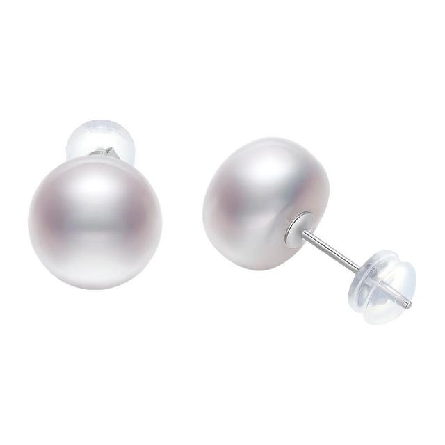黛米 5-6mm白色无核淡水珍珠耳钉素耳饰S925银附证书
