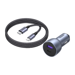 绿联 车载充电器 适用苹果14快充PD20W MFi认证USB-C车充套装含数据线