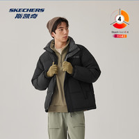 斯凯奇 羽绒服短款2025冬季百搭保暖外穿男女同款外套L425U008 碳黑/0018