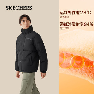 斯凯奇（SKECHERS）羽绒服短款2025冬季百搭保暖外穿男女同款外套L425U008 碳黑/0018