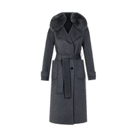 朗姿 高端羊毛毛领毛呢大衣收腰优雅呢子大衣冬款