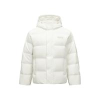 斯凯奇 羽绒服冬季连帽保暖百搭外套休闲短款大衣男女同款L324U154 棉花糖白/0074