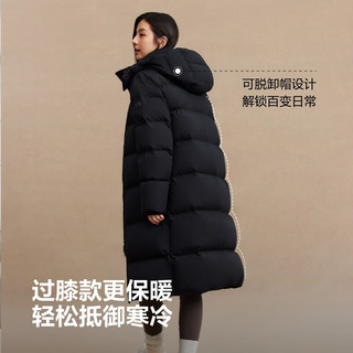 波司登（BOSIDENG）25羽绒服女长款90绒柔软舒适宽松厚款拆卸帽冬外套B250245298 黑色8056 L 170/92A 体重约140-150斤