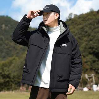  POUILLY LEGENDE/布衣传说 工装大口袋 男士羽绒服  黑色b款 2XL