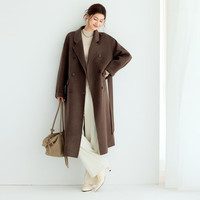 伊芙丽（eifini）【绵羊毛+山羊绒】蒋欣代言美拉德大衣翻领气质毛呢秋外套女 秋染褐 M