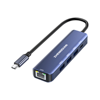 整电 Type-C扩展坞千兆网口网线拓展坞转接头 USB3.0分线器 苹果macbook华为笔记本电脑通用五合一 7NV5