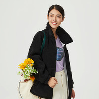 SCALER思凯乐摇粒绒外套男女同款抓绒卫衣宽松保暖外套羊羔绒外套 黑色-男女同款