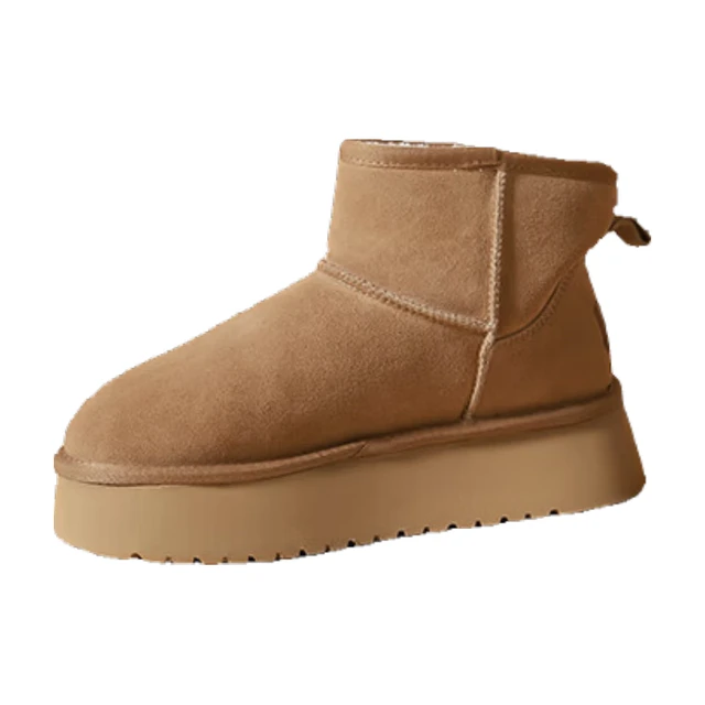 FOREVER21厚底栗色雪地靴女2025年冬季加绒加厚防滑东北户外防寒保暖鞋 栗色 35