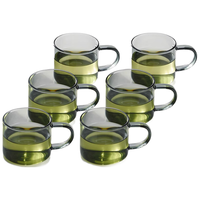 山點水小杯子小玻璃杯带把品茗杯功夫小茶杯6只装茶具喝茶的小品杯茶杯 烟灰款】品茗杯6只装