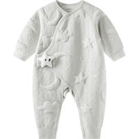 aqpa新生儿婴儿衣服秋冬季保暖夹丝夹棉宝宝连体衣哈衣爬服萌