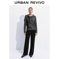 UR2025冬季女装气质系带披肩假两件圆领针织衫UWM950122 冷灰 S
