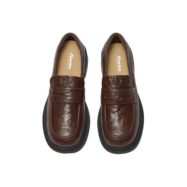 今日必买：Bata 【通勤百搭】羊皮粗跟乐福鞋单鞋 45061CA5