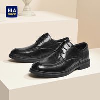 海澜之家（HLA）男鞋百搭褶皱厚底商务皮鞋男士耐磨德比鞋 黑色 43