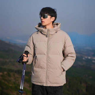 坦博尔羽绒服短款男冬季时尚休闲运动户外连帽加厚保暖百搭外套 江雪灰 185/100A