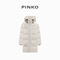 PINKO【圣诞礼物】女士秋冬经典保暖简约时尚连帽抽绳长款羽绒服外套