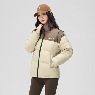 雪中飞新款百搭时尚休闲斜插式口袋男女同款短款立领羽绒服情侣款 浅咖色|7406 L 175/92A