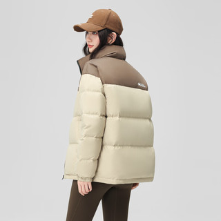 雪中飞新款百搭时尚休闲斜插式口袋男女同款短款立领羽绒服情侣款 浅咖色|7406 L 175/92A