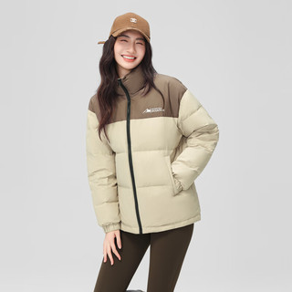 雪中飞新款百搭时尚休闲斜插式口袋男女同款短款立领羽绒服情侣款 浅咖色|7406 L 175/92A