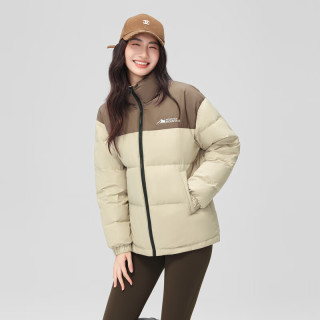 雪中飞新款百搭时尚休闲斜插式口袋男女同款短款立领羽绒服情侣款 浅咖色|7406 L 175/92A