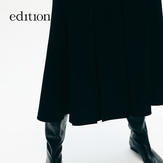 edition半身裙女2025冬季羊毛精纺西装百褶裙A字浪漫鱼尾裙 黑色 XS